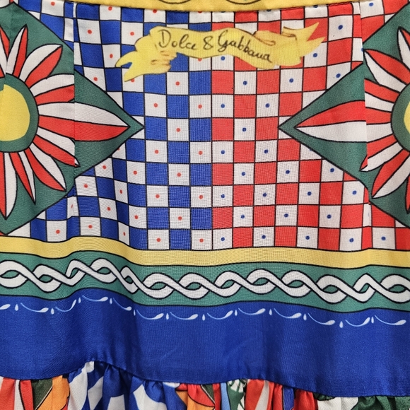 Dolce & GabbanaCarretto-print poplin maxi skirt SZ Small - Picture 4 of 16